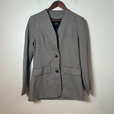 Womens Houndstooth Blazer Jacket Size Small V Neck Button Office Casual