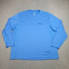 HUK Fishing Shirt Mens 2XL Blue Long Sleeve Pullover Performance Crew Neck