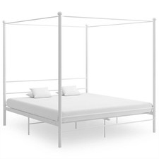 vidaXL Letto a Baldacchino Bianco in Metallo 180x200 cm