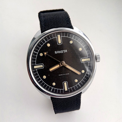 Rare Soviet vintage men's mechanical wristwatch ''Raketa.'' Made in the USSR.