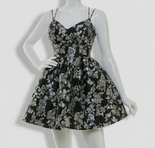 B. Darlin Juniors' Women's Black Metallic Jacquard Lace-Up Dress Size: 11/12