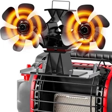 Signstek Wood Stove Fireplace Fan, Heat Powered Dual Motor Medium, black 