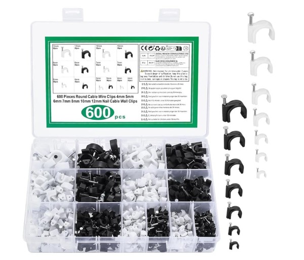 Kabelschellen Set 600 StüCk Kabelclips 7 GrößEn Schwarz Weiß Kabelbefestigung-image