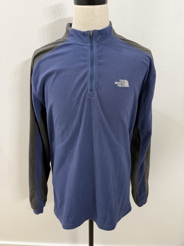 The North Face Men's Fleece Pullover Sweater Charcoal And Blue 1/4 Zip Size XL - Picture 2 of 4