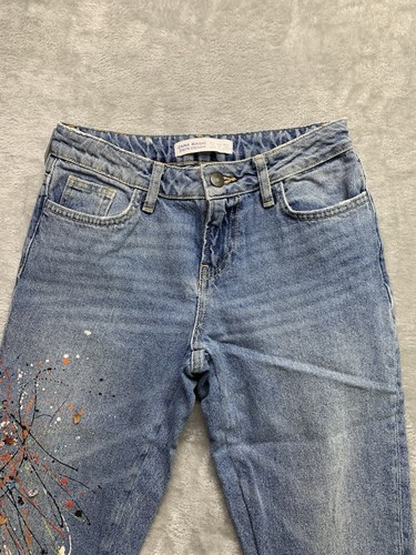Zara Basic Denim Z1975 Size 00 Embellished Jeans Womens Distressed (W266) - Picture 4 of 8