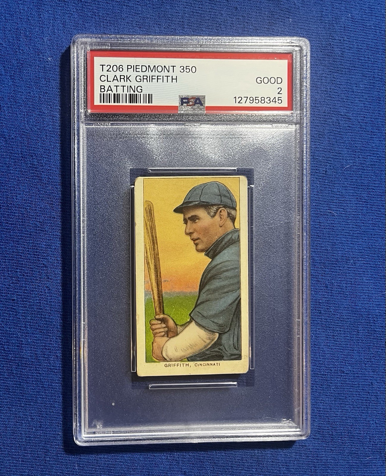 1909-11 T206 #194 Clark Griffith PSA 2 Piedmont 350 Reds Batting
