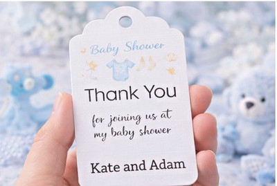 Personalisierte individuelle Babyparty Danke Etiketten, blau Aquarell Baby Junge Gastgeschenk