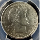 1907-D 50C Barber Half Dollar PCGS Genuine AU Detail Cleaned StrikingBrightSharp