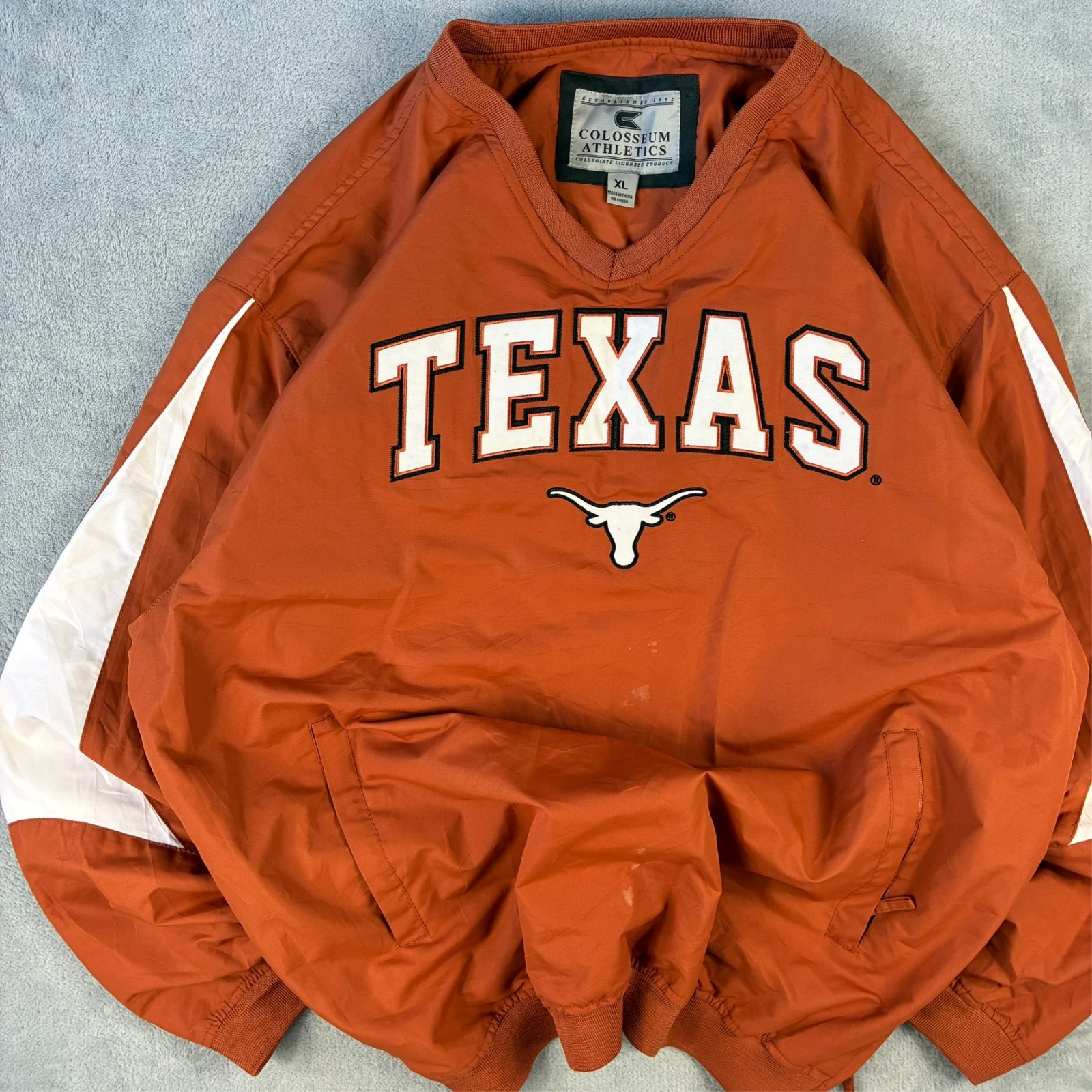 VTG Colosseum Athletics Texas Longhorns Orange NFL Sz XL V-Neck Shell Sweatshirt image 3