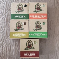 5 Dr. Squatch Mens Natural Bar Soap Pine Tar Bay Rum Gold Moss Cedar Assorted 