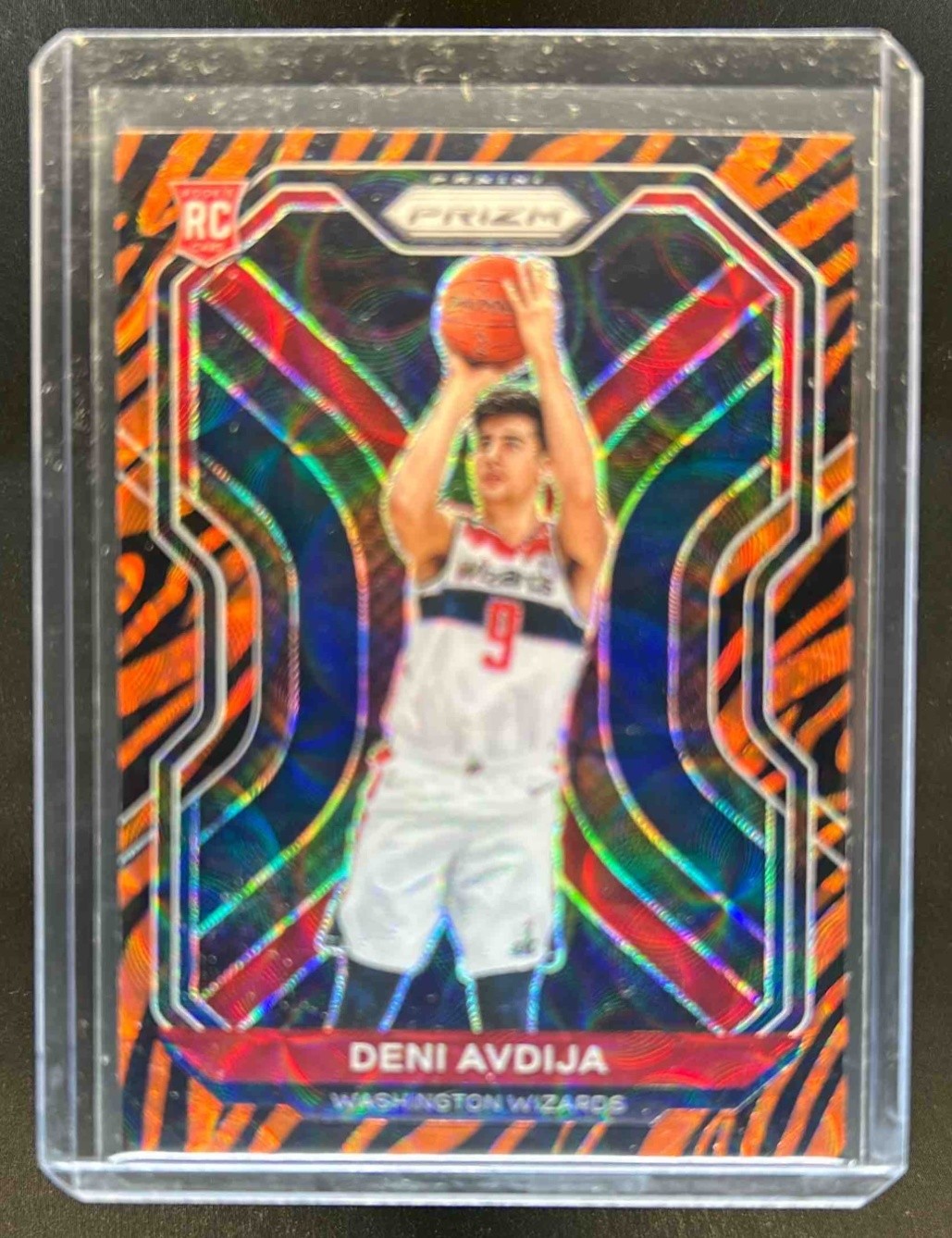 2020-21 Prizm Deni Avdija Choice Tiger Stripe Prizm RC #290 Wizards