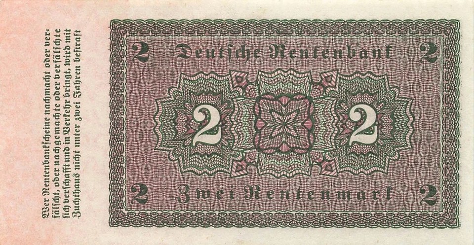 BILLET DE BANQUE DE RETRAITE 2 marks de pension, 01.11.1923, DEU-200a UNC / n... - Photo 2/2
