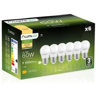 6X Led-GlüHbirne E27 Kugel P45 8W = 60W 880Lm 3000K Warmweiß 180° Lumiled