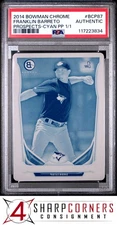 2014 BOWMAN CHROME PROSPECT CYAN PRINTING PLATE FRANKLIN BARRETO RC 1/1 PSA AUTH