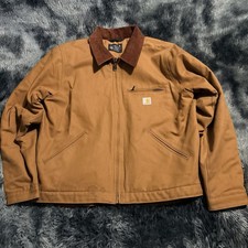 Carhartt Jacket Men Large Brown Detroit 103828 Relaxed Fit Blanket Duck Lined