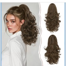 Sofeiyan 14  Ponytail Ext. Long Curly Ponytail Clip Claw Hair Extension Lt Brown