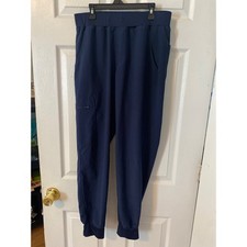 Navy Blue Cargo Jogger Scrub Pants Elastic Waistband Medium