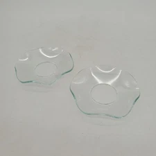 Vintage Antique Glass Bobeches Candle Wax Collectors Clear Ruffled Set of 2