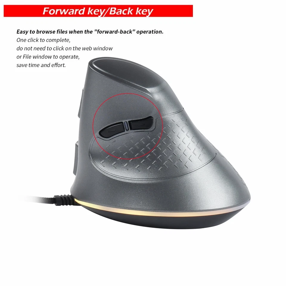 USB Wired Vertical Mouse 11 RGB Backlight 7200 DPI Adjustable Ergonomic Optic... - Image 4 of 4