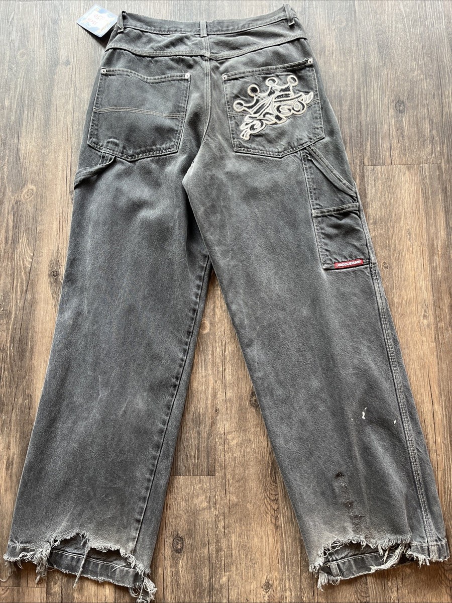 Vintage 90's JNCO Big Crown Baggy Wide Leg Black Jeans 33x34