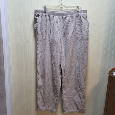 Classic Elements Pants Womens 22W Beige Corduroy Pull On Elastic Waist Pockets