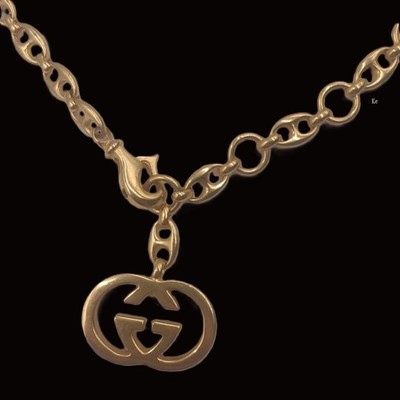 GUCCI Chain Belt Vintage Old Gucci Gold GG Logo Swing 