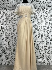 Scoop Neck Mother of The Bride Champagne Evening Gown Size M Prom Cocktail NWT D