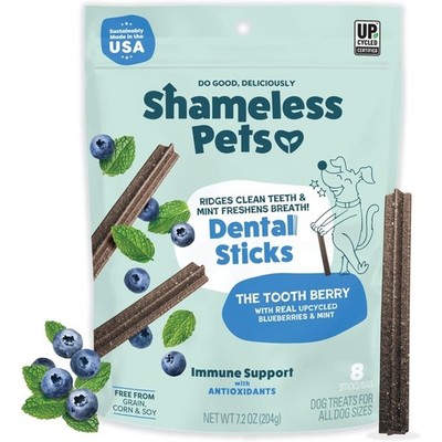 Natural Grain-Free Dental Chews for Dogs Teeth Cleaning Fresh Breath Blueberry