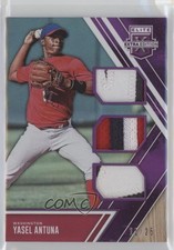 2017 Panini Elite Extra Edition Triple Materials Purple 12/25 Yasel Antuna fm0