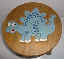 Dinozaur rzeźbiony drewniany okrągły stołek dziecięcy ręcznie robiony w Tajlandii