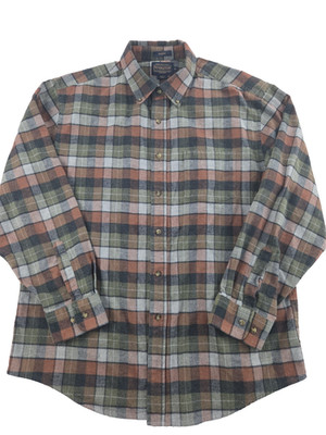 Pendleton Mason Shirt Mens XL Brown Green Plaid Cotton Flannel Button Up