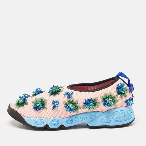 Baskets à enfiler Dior rose maille ornée de cristal fusion pointure 35,5