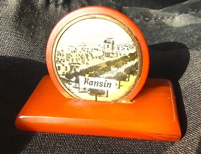 OLD Butterscotch Bakelite Catalin LANDSCAPE FRAME BANSIN '30 tourist souvenir