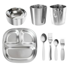 Kids Dinnerware Set 8-Piece  Divided Toddler Plates with Spoon Fork  304 St...