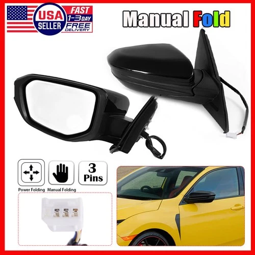 Door Side Rearview Power Heated Mirror Assemblies For 2016-2021 Honda Civic 10th