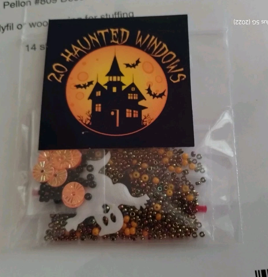 JUST NAN 20 HAUNTED WINDOWS HALLOWEEN PENTAGON BALL CROSS STITCH LTD ED PRINTING - Image 4 of 4