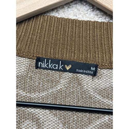 Cárdigan Nikka K Marrón Yin Yang Suéter Tejido Botón Delantero Manga Larga Boho M - Imagen 4 de 12