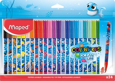Maped - Felt tip pens Ocean Life - 24 pieces - 2 mm medium tip - perfect for dra