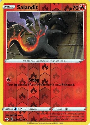 Salandit 027/202 - REVERSE HOLO - SWSH01: Sword & Shield Base Set - NM - Image 1 of 2
