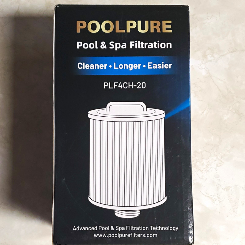 POOLPURE Pool & Spa Filter Cartridge, 20 Sq Ft, Easy Clean, PLF4CH-20