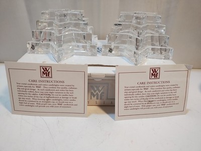 WMF Germany Starlight Lead Crystal Candlestick Votive Holders With Box Care Inst