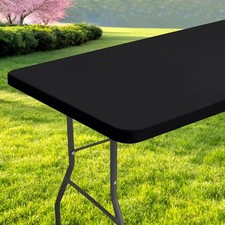 Rectangle Table Cloth, Waterproof Elastic Fitted Tablecloth for 6 Foot Folding