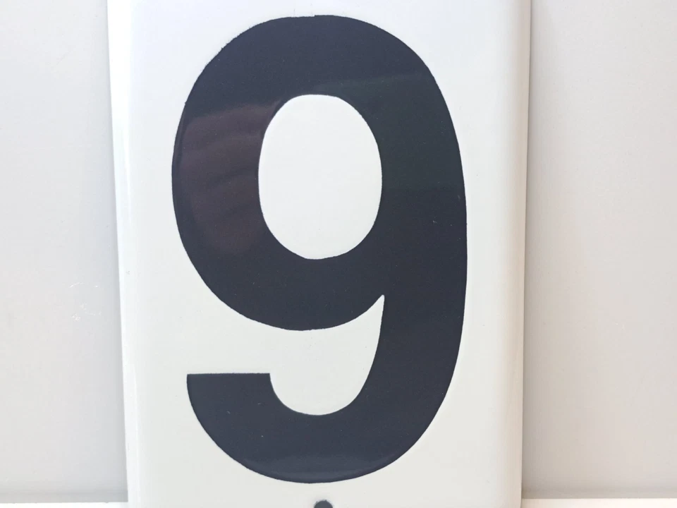 Placa esmaltada metálica vintage número 9 para casa, piso, calle, hecha en la URSS Foto 3 de 4