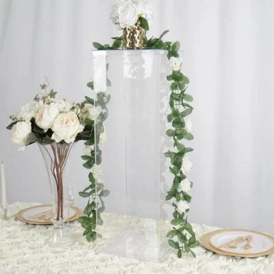 PRETTYINCRYSTALS 32-Inch tall Clear Acrylic DISPLAY BOX CENTERPIECE Party Column Pedestal Riser