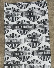 Harley Davidson Fabric Sewing Crafts Quilts 64” Wd x 15” Lg Black White Shield