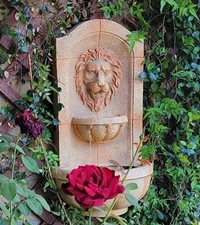 Romanesque Style Lighted Outdoor Water Fountain 3 Tier Lion Head Patio Waterfall