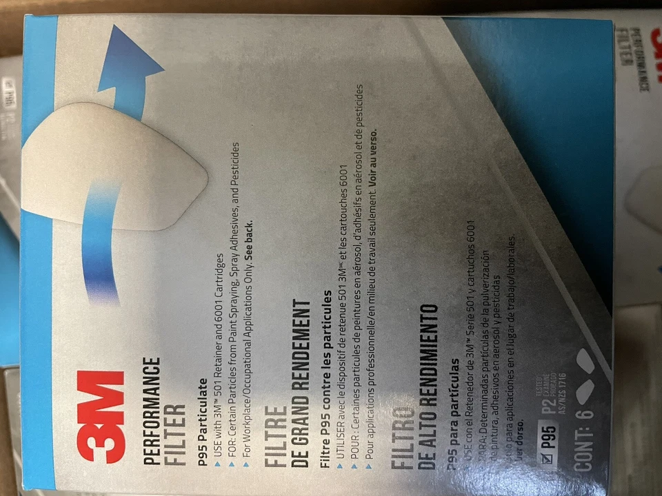 3M  PARTICULATE FILTER N95 3PAIRS 6 FILTER  PerBox BRAND NEW 12 Boxes 72 Filters - Image 2 of 3