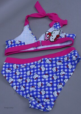 Sanrio Hello Kitty Pink Blue 2 Pc Halter Bikini Bathing Swimsuit