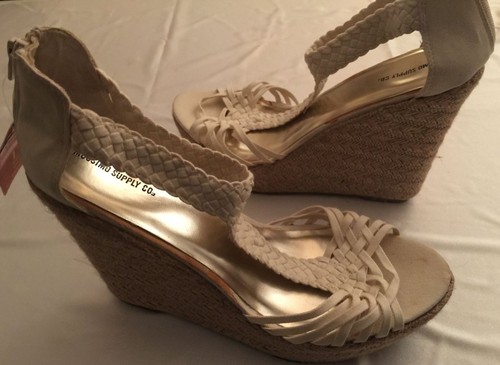 NWT~MOSSIMO Offwhite Strappy Wedge Espadrilles Women's Casual Summer Heels~11 - Picture 2 of 7