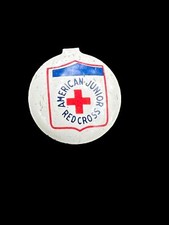 Vintage American Junior Red Cross tab badge button Red White Blue 3/4"